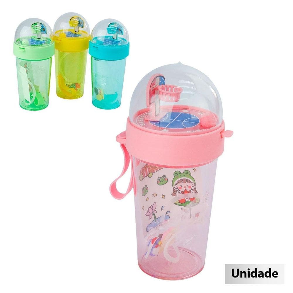 Copo de Plástico 420ml Basquete com Adesivo Color - Tudo em Caixa