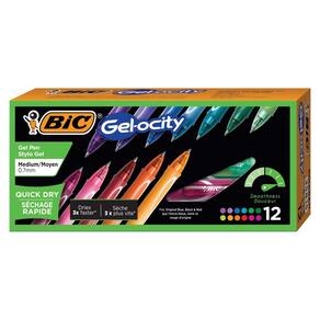 Canetas de gel BIC Gel-Ocity Quick Dry Medium Point 0,7 mm, pacote com 12