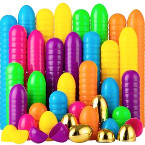 Ovos de Páscoa JOYIN 100 unidades de plástico colorido com 6 ovos dourados