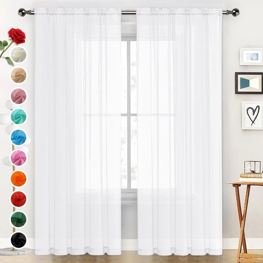 Painéis de cortina SpaceDresser Sheer Voile 100% poliéster (132 x 244 cm)
