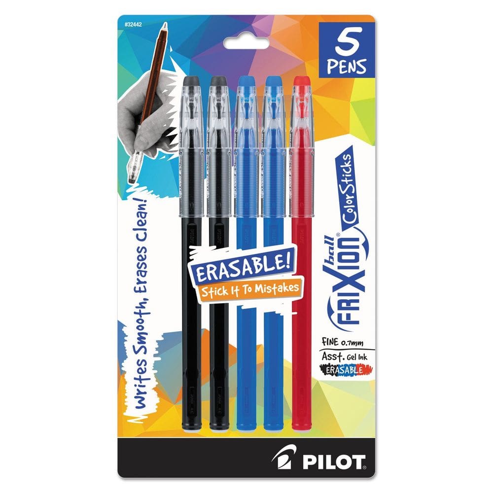Canetas de tinta gel Pilot FriXion ColorSticks Fine Point 0,7 mm, pacote com 5