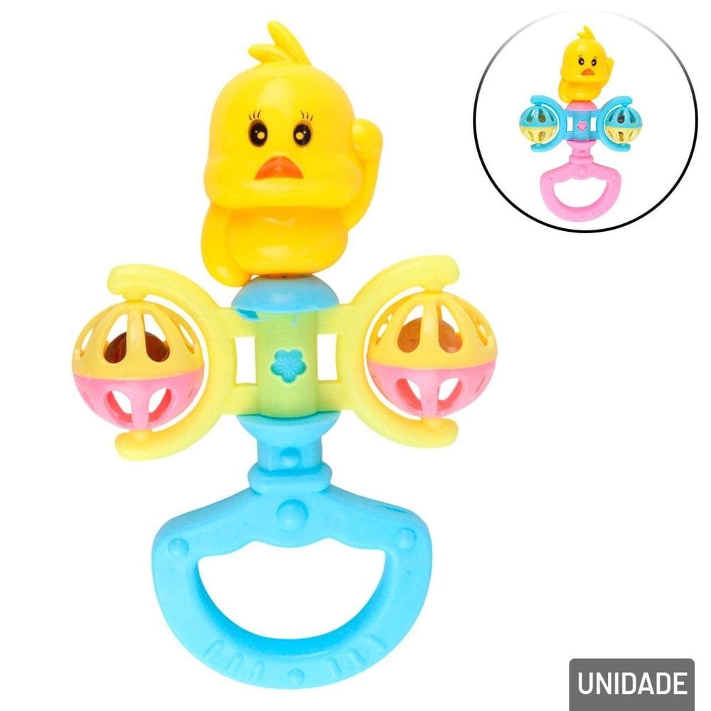 Chocalho Para Bebê 18cm Patinho Color - Tudo em Caixa