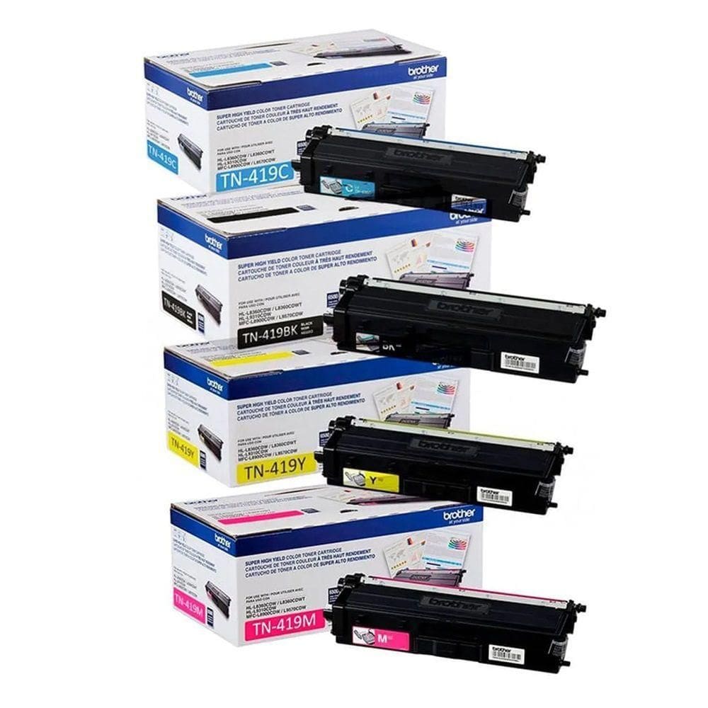Kit Toner autêntico Brother Tn-419 Tn419 L8900 L8610 L8360 4 Cores 419bk 419y 419m 419c