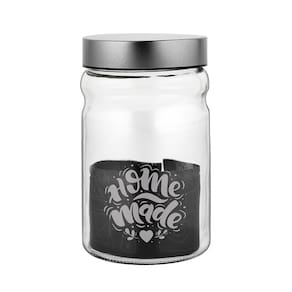 Pote Le Metal em Vidro com Tampa Redondo Silver 1,4L