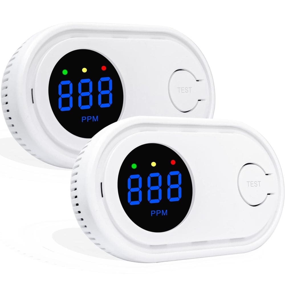 Detector de monóxido de carbono SCNBAORE, pacote com 2 unidades e display LCD
