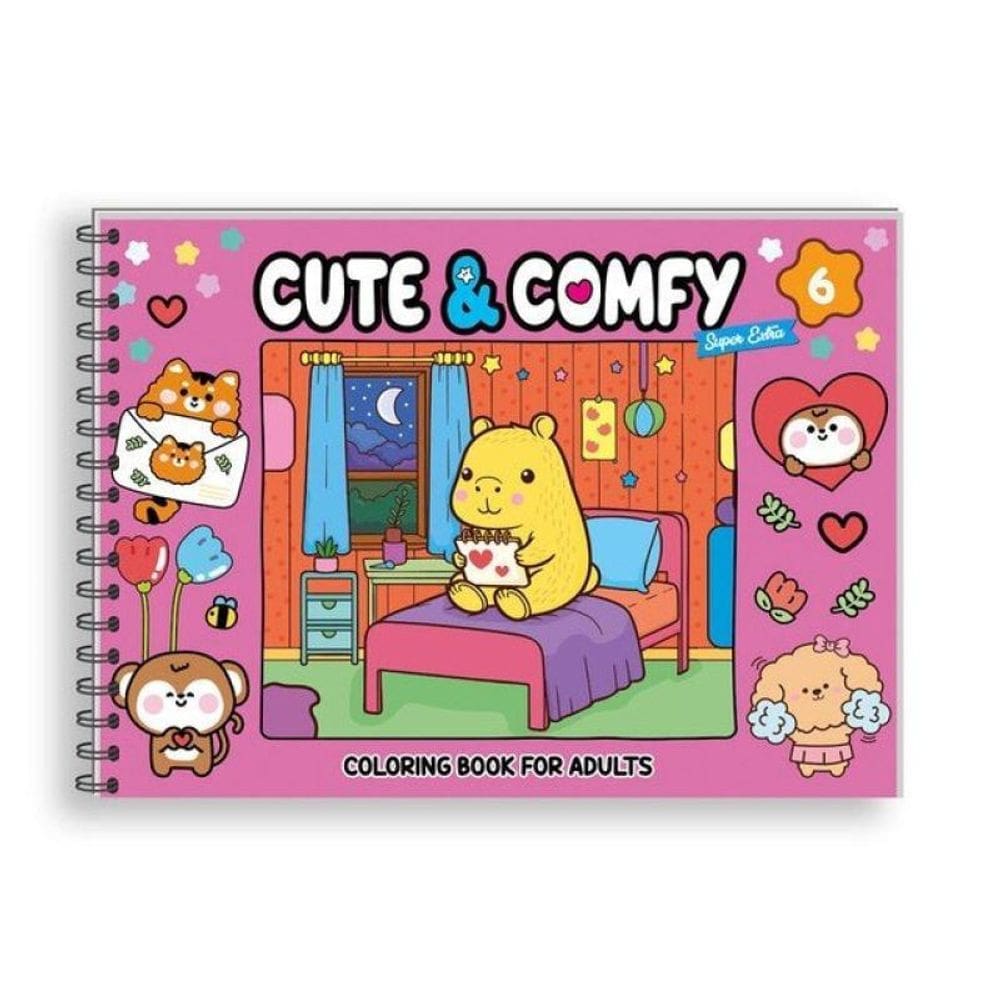 Cute & Comfy Super Extra - Livro De Colorir Adulto - Capa Dura Holográfica