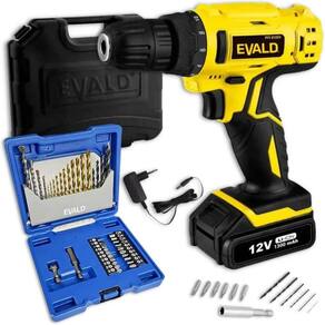 Parafusadeira a Bateria 12V Bivolt PFE-12EV com Maleta e Kit Brocas 41 Pçs EV-EBB41 EVALD
