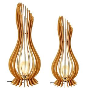 Abajur Grande De Chão Ana Maria Mdf Luminária - Mdf Cru - Kit Com 2 - 90x28cm E 60x18cm