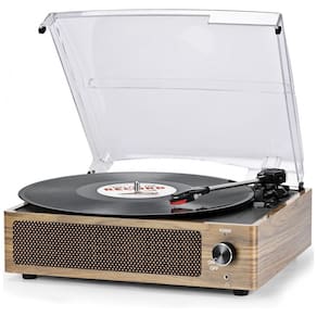Toca Discos Retro 3 Velocidades com Alto Falantes e Entrada AUX, Seasonlife, Marrom Claro