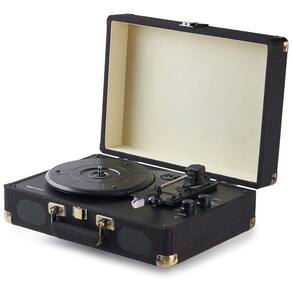 Toca Discos Retrô com Alto Falantes Integrados e Bluetooth, , Preto