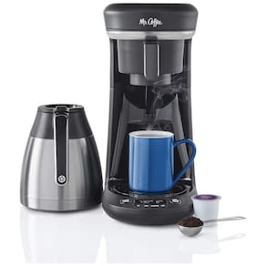 Máquina de Café Mr. Coffee, máquina programável para café individual ou de jarra, capacidade para 10 xícaras, cor preta.