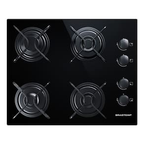 Cooktop A Gas 4 Bocas Vidro Preto Bivolt 56x46cm - Brastemp