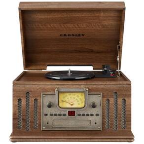 Vitrola Toca-Discos Musician, 3 Velocidades com Rádio, CD/Player de Cassete, Aux-in e Bluetooth, CR704B-WA Crosley,Madeira