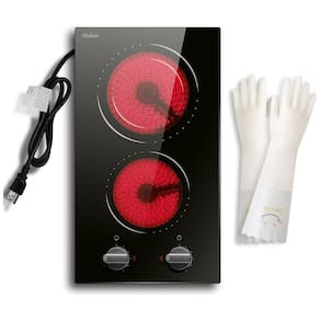 Cooktop Elétrico Hobsir 2 Queimadores, Fogão Elétrico de 110v 30 cm Controle de Botão Cooktop de Vidro Radiante Embutido na Bancada com