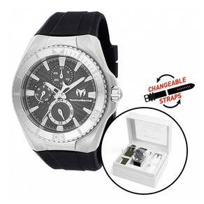 Relógio TechnoMarine Cruise California Masculino 45mm, Preto, Branco, Verde com Pulseira Interchangeável TM124017