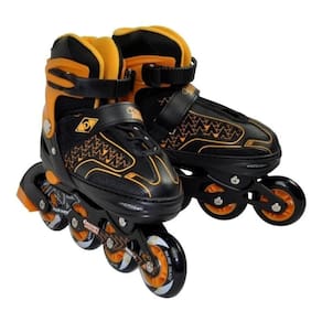 Patins Inline Ajustavel Semi Profissional Preto e Laranja Discovery Adventures