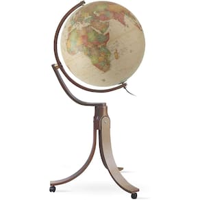 Globo Terrestre Iluminado Pernas de Madeira Emily Blue Antique