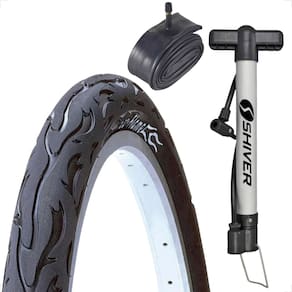 Pneu Bicicleta Kenda Flame Aro 26 x 2.125 Balão + camara Shiver + bomba de ar Montadinha