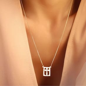 Escapulário Nossa Senhora Aparecida e Cruz Semijoia