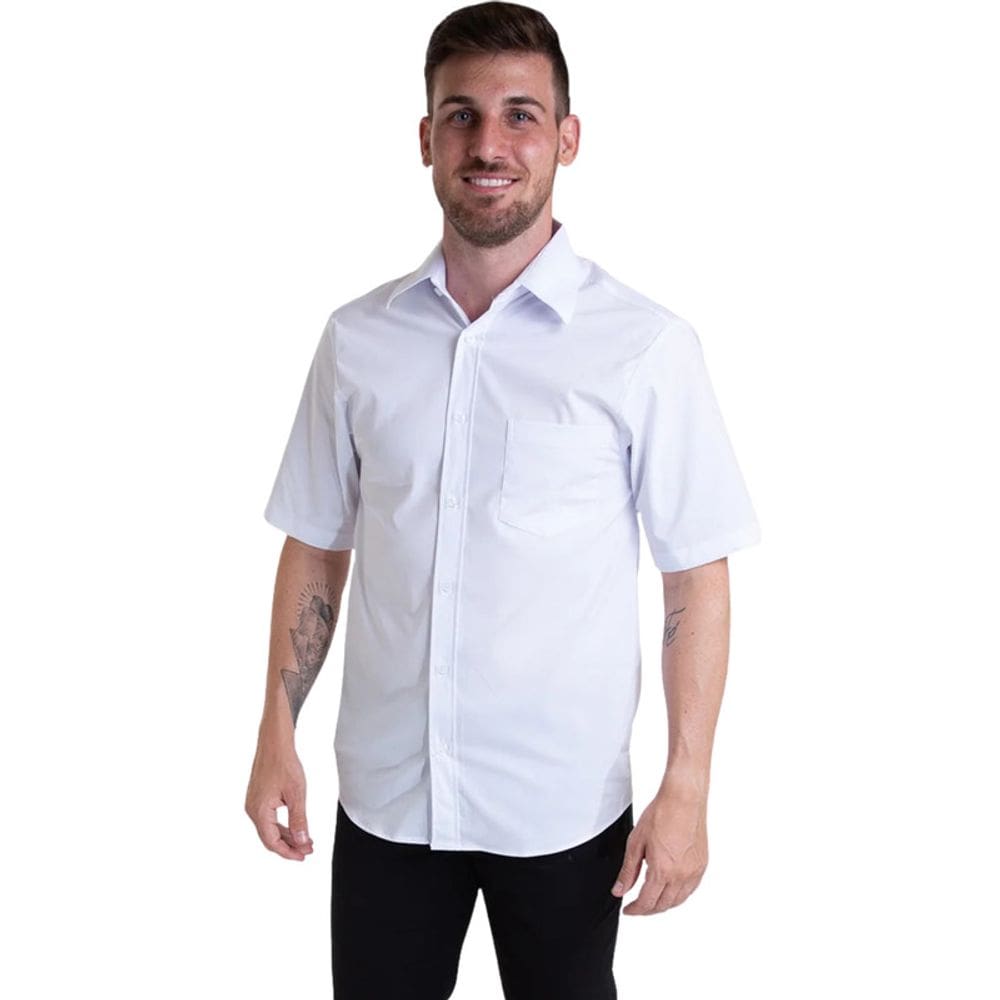 Camisa Tricoline Manga Curta Branco