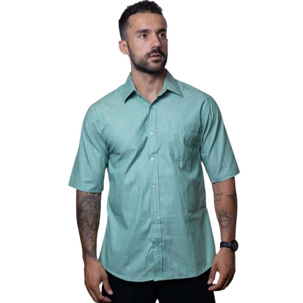 Camisa Social Unioffice Manga Curta Verde