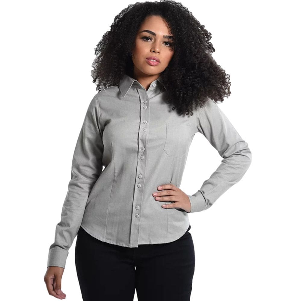 Camisete Unioffice Manga Longa Cinza