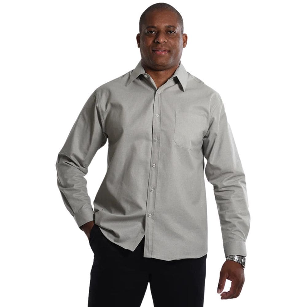 Camisa Social Unioffice Manga Longa Cinza