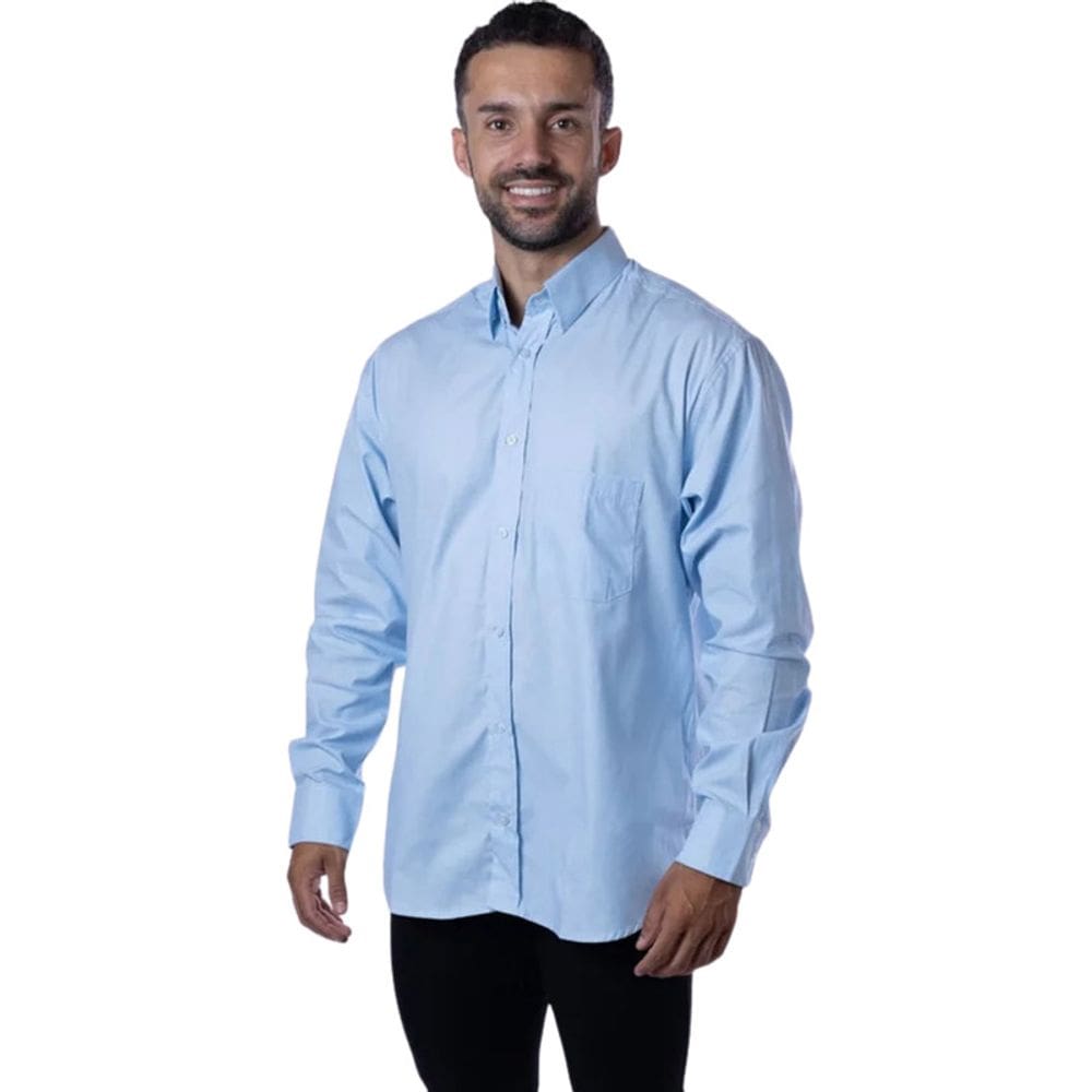 Camisa Cannes Manga Longa Azul Plácido