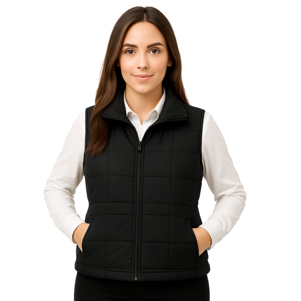 Colete  Nylon Forro Zíper Femino Preto