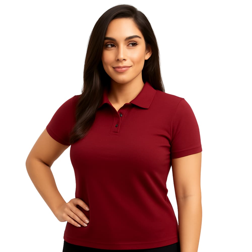 Camiseta Polo Baby Look Vinho