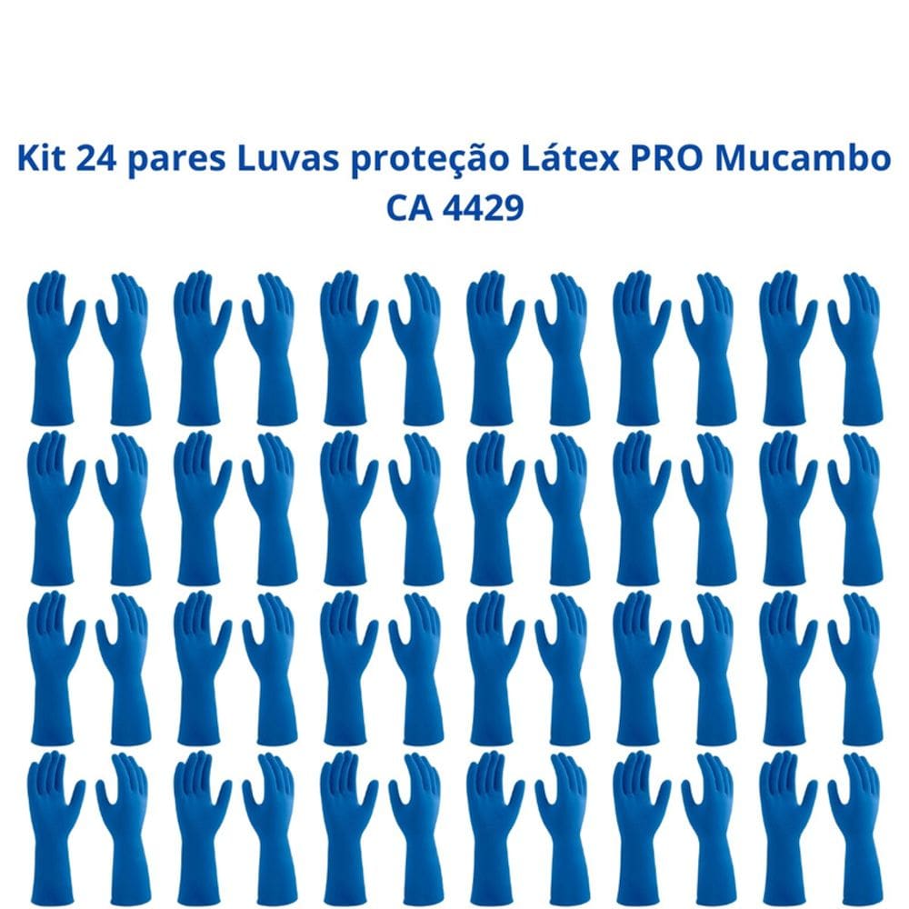 Kit 24 Luvas Proteção Látex Azul PRO S 137 Mucambo CA 4429