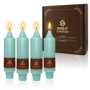 Vela cônica NJaohoo verde menta de 13 cm, sem perfume, sem gotejamento, pacote com 4