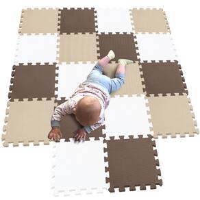 Tapete de jogo MQIAOHAM impermeável para interior, 18 peças, 87 x 172 cm, branco-bege