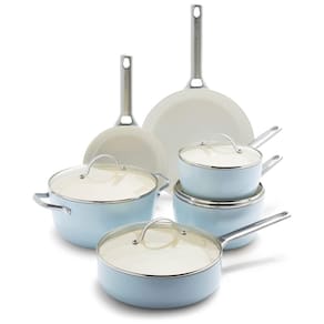 Conjunto de Panelas Antiaderente Revestida de Cerâmica, 10 Peças, GREENPAN CC000386 001, Azul