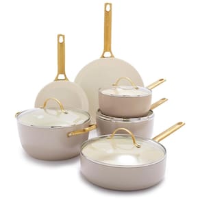 Conjunto de Panelas e Frigideiras Antiaderentes de Aço Anodizado, 10 Peças, GREENPAN CC005213 001, Branco