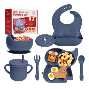 Conjunto de alimentação para bebês Mummentos Silicone de 6 meses ou mais com babadores e copo