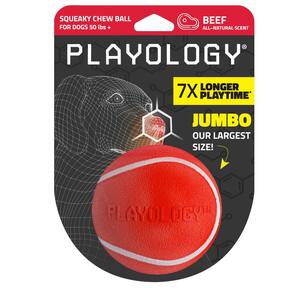 Chew Ball Playology Squeaky para cães com aroma de carne bovina em tamanho grande