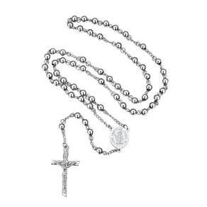 Colar de rosário FaithHeart St Christopher para homens em aço inoxidável