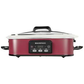Panela Elétrica Programável 3,7L com Assadeira de Cerâmica e Display LED, 110V 260W, MAGNIFIQUE, Vermelho