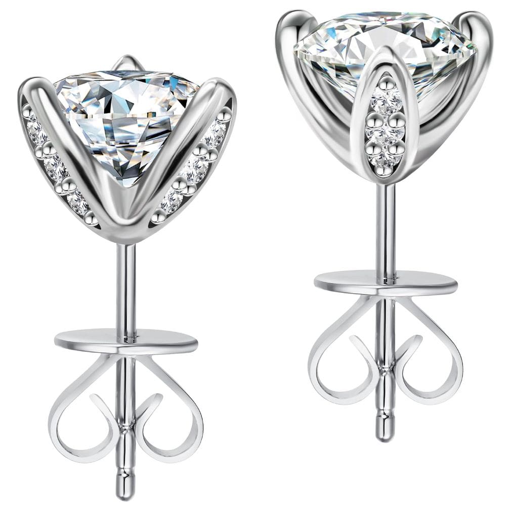 Brincos Absolute Moissanite Studs em prata esterlina 925