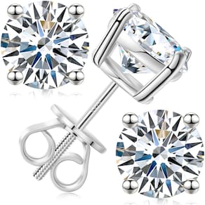 Brincos Gugots Moissanite 0,6 quilates 4 mm* 2 em ouro branco 18 quilates