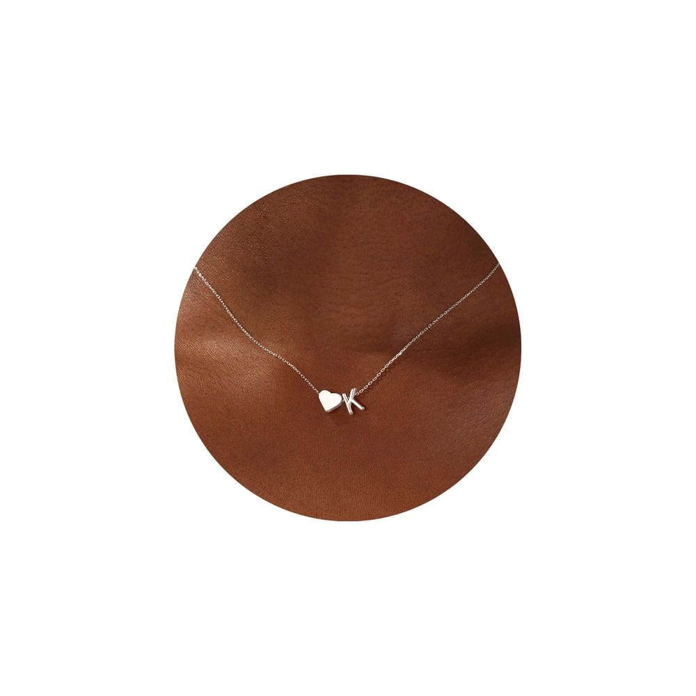 Colar Turandoss Silver Heart Initial K banhado a ouro branco 18K