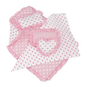 Conjunto de roupa de cama para bonecas Emily Rose Pink Heart para bonecas de 18 polegadas