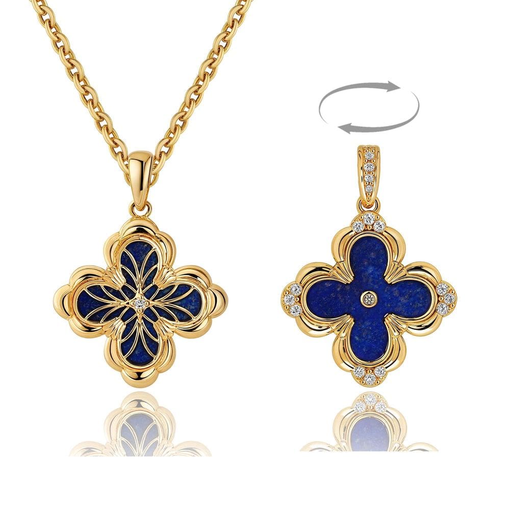 Colar Fettero Dainty banhado a ouro Clover Lapis para mulher