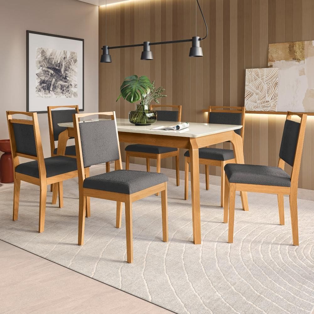 Conjunto Sala de Jantar Madeira Maciça 6 Cadeiras Kappesberg