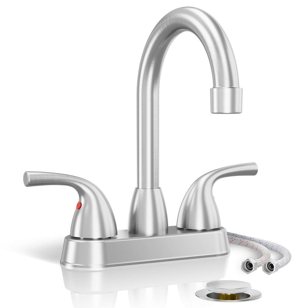 Torneira de banheiro Phiestina Brushed Nickel 4 polegadas Centerset
