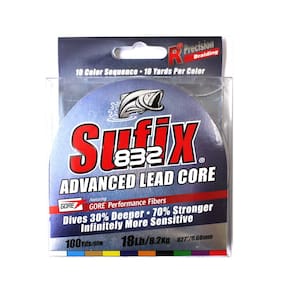 Linha de pesca Sufix 832 Lead Core 8,2 kg, medido, multicolorido