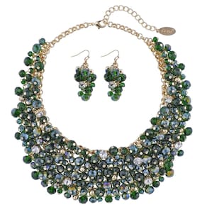 Conjunto de colar e brinco Bocar Fashion Crystal para mulheres