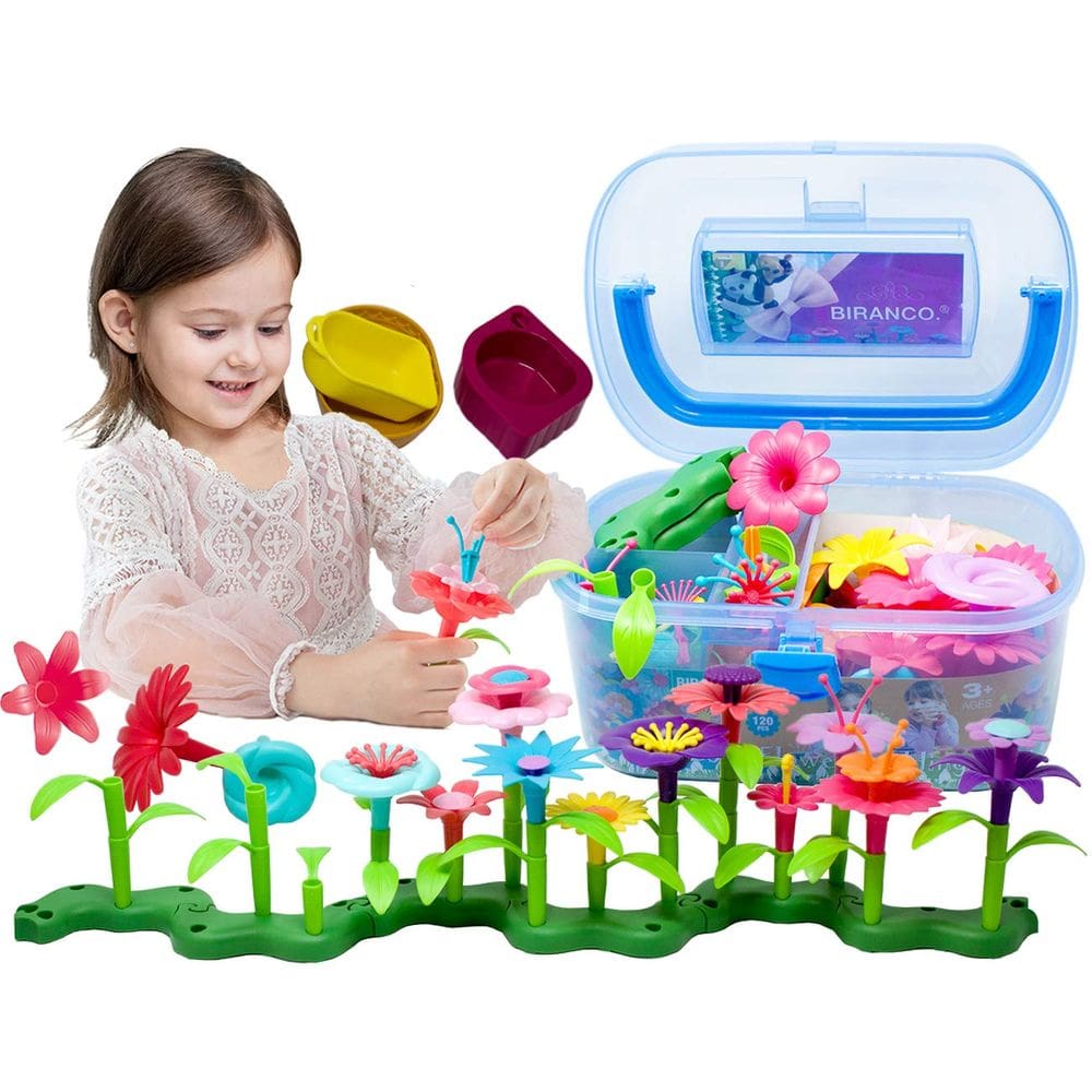 Brinquedos para construção de jardins de flores BIRANCO. Construa um buquê 120 unidades