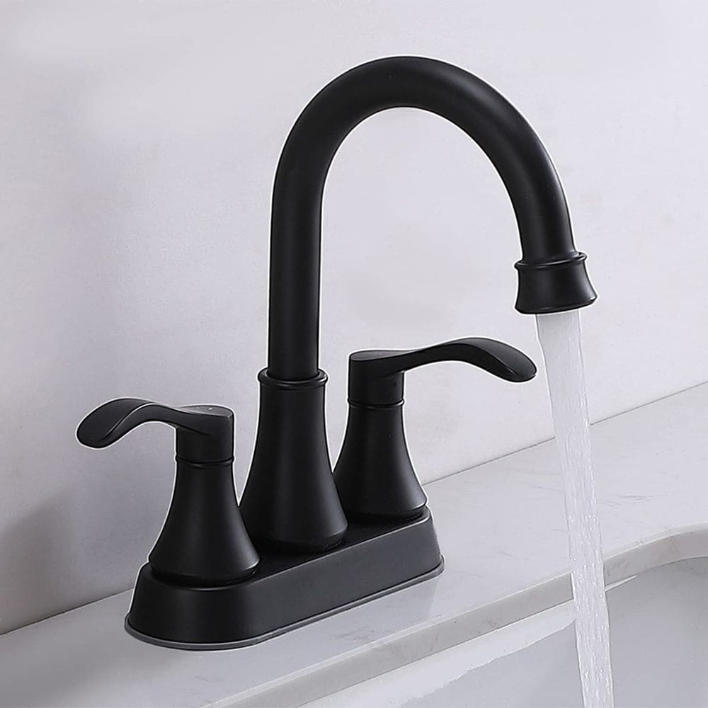 Torneira de pia de banheiro VALISY Matte Black 2 alças 4" Centerset